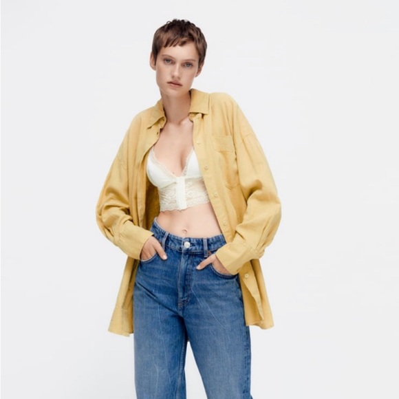 Zara Tops - NWT Zara oversized linen blend shirt
